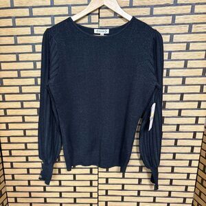 Nanette Lepore‎ Black Shimmer Stitch Pre Washed Yarn Sweater Size Medium
